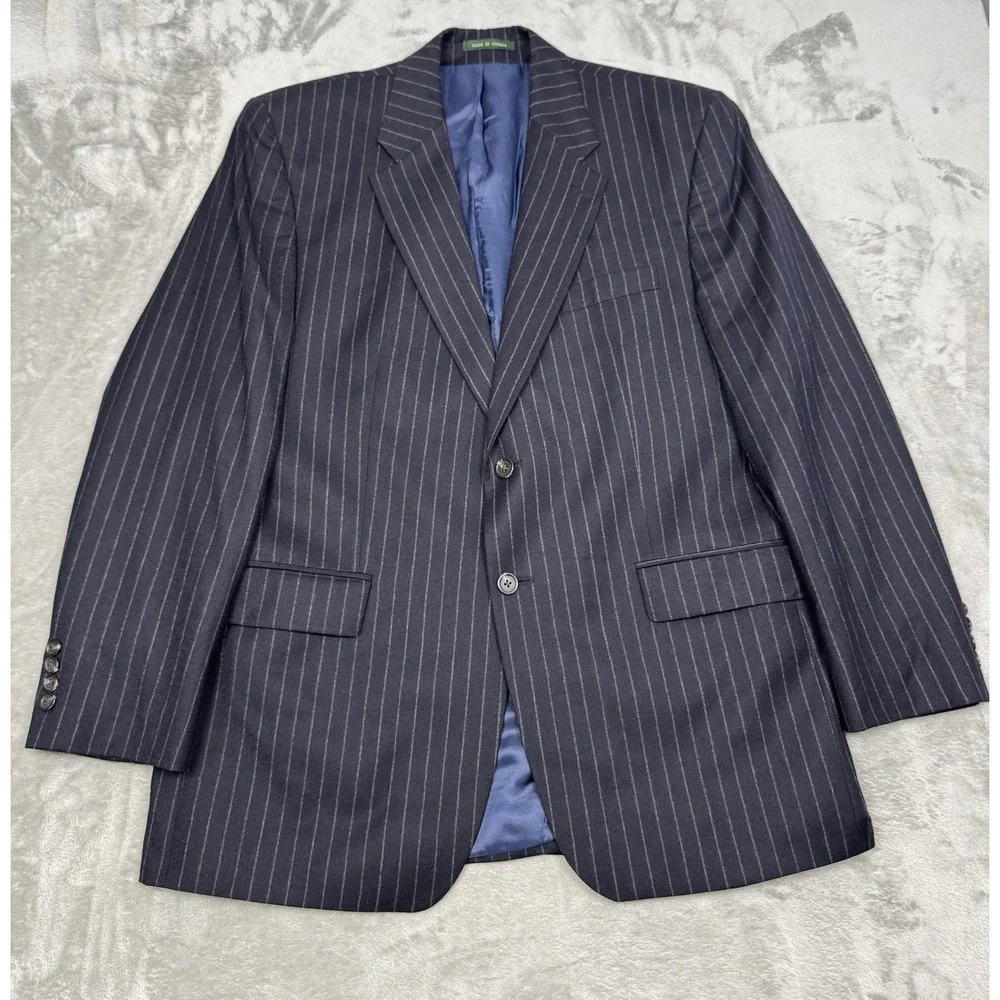Ralph Lauren Sport Coat Mens 42R Pinstripe Lord & Taylor Blazer Wool Cashmere